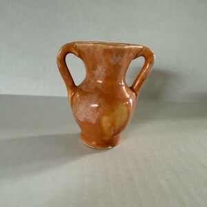 Handcrafted Orange Ceramic Double-Handled Vase